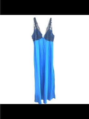 Free People Blue Slip with Black Lace Bodice